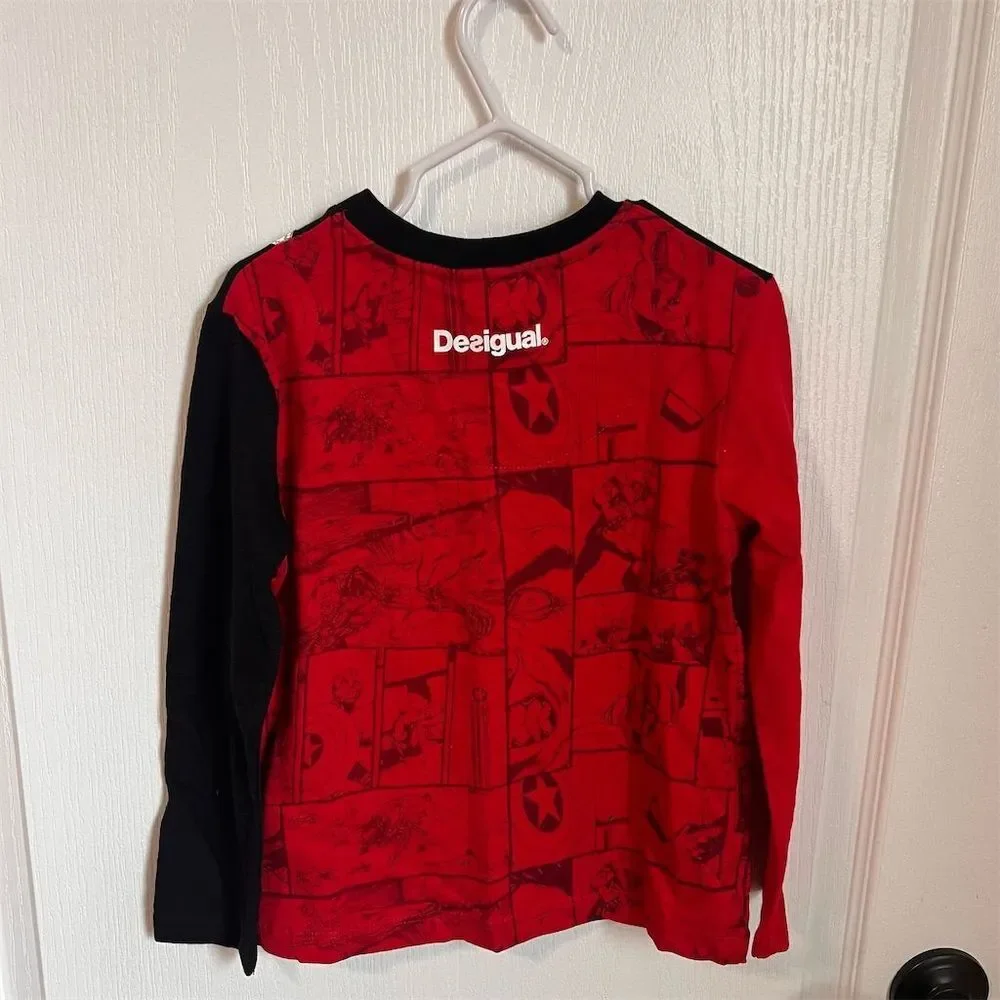 Desigual Kids Marvel Avengers Captain‎ America Long Sleeve T-Shirt Size 3/4 NWT